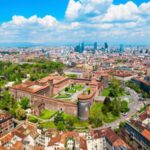 Italy Travel Suitcase Sticker Colorful Italy travel suitcase sticker with iconic landmarks and cultural symbols