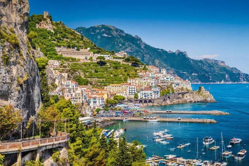 Stunning panoramic view of Amalfi Coast Italy - A must-visit destination for travel enthusiasts!