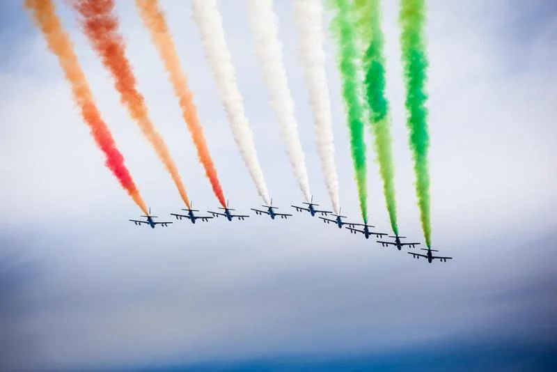 Italian air travel: A plane flying over the beautiful landscapes of Italy