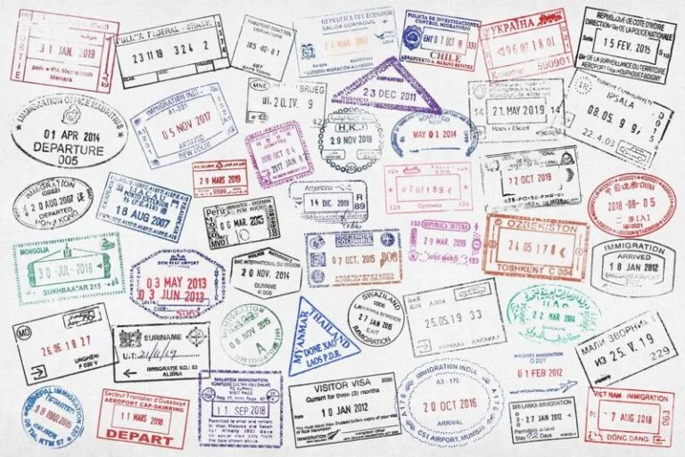 Italy travel stamp vector background with famous landmarks and symbols