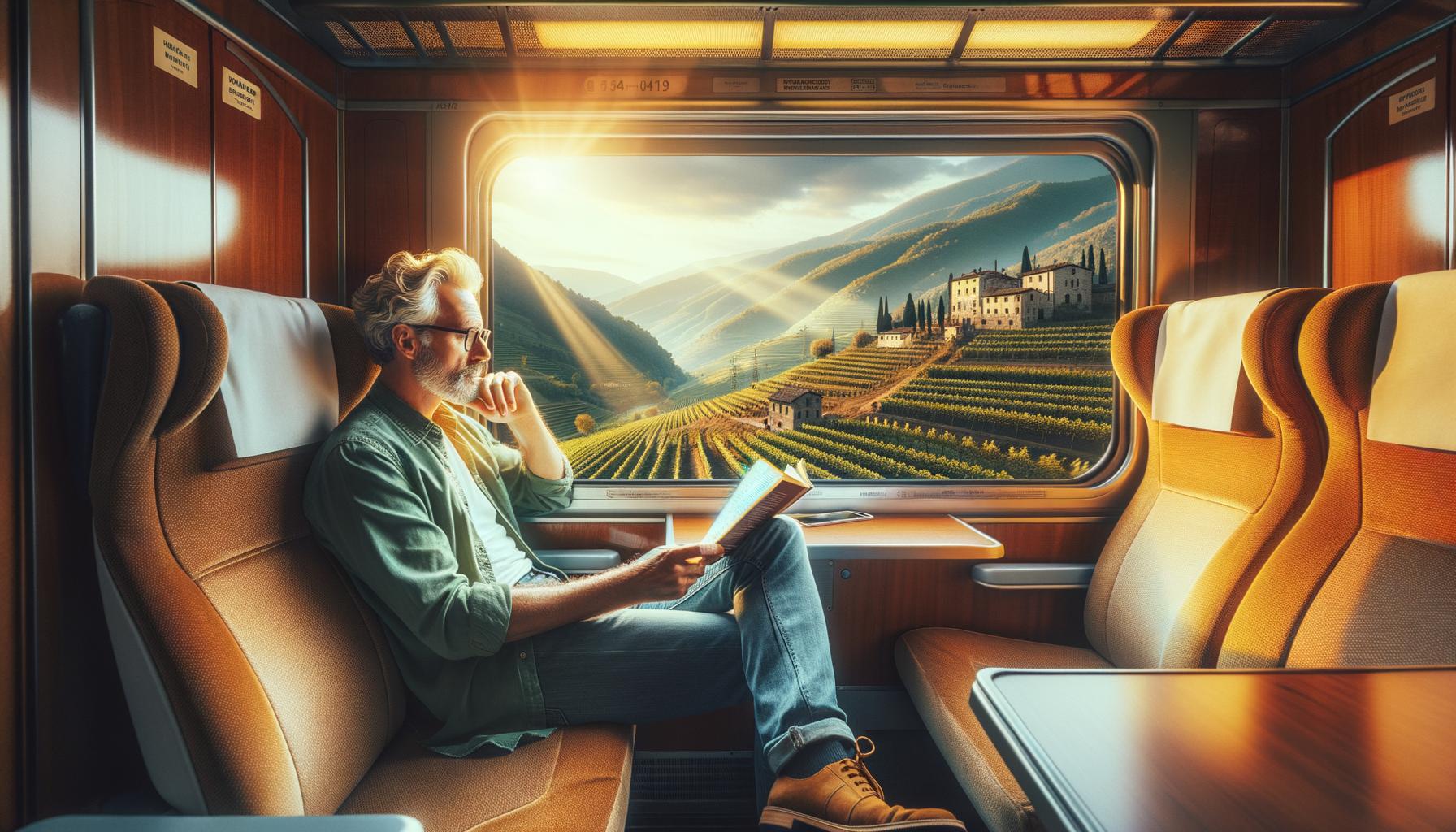 Man in Seat 61 Train Travel in Italy 1 Man in Seat 61 enjoying scenic train travel through Italy's beautiful countryside
