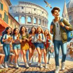 School Travel to Italy School group enjoying cultural immersion during educational trip to Italy