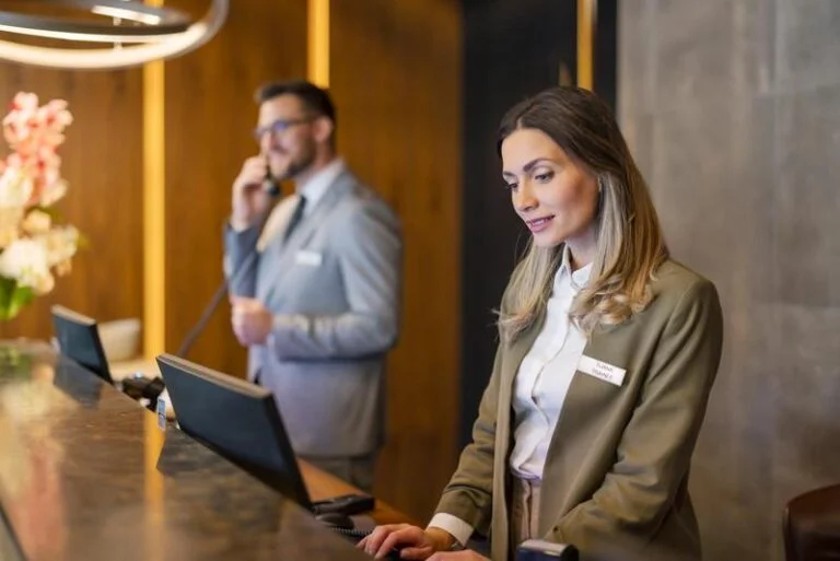 Travel concierge in Italy arranging personalized itineraries for visitors