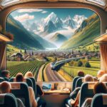 Traveling From France to Italy by Train Scenic route: Traveling from France to Italy by train, passing through picturesque countryside