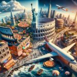 Travelling from Italy to US: Italian countryside to American cityscape transformation