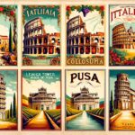 Vintage Italian Travel Prints Vibrant vintage Italian travel prints showcasing iconic landmarks and scenic landscapes