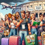 Are the Italian Tourists Traveling to Boston Duolingo Group of Italian tourists exploring Boston landmarks, Duolingo