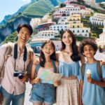 Family enjoying scenic Amalfi Coast views in Italy